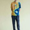 Men * | Cut-Price Blue & Gold Yin Yang Tie Dye T-Shirt