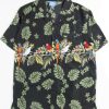 Men * | Clearance Black Tropical Parrot Hawaiian Shirt