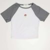 Women * | Super Specials Mushroom Embroidered Grey & White Baseball Tee