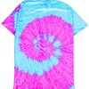 Men * | Special Offer Neon Pink Blue Tie Dye Shirt