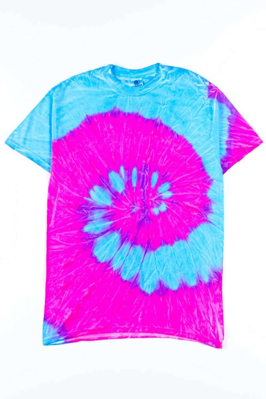 Men * | Special Offer Neon Pink Blue Tie Dye Shirt