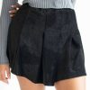 Women * | Super Specials Black Pleated Corduroy Skater Skirt