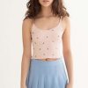 Women * | Half Off Pastel Pink Daisy Print Seamless Cropped Cami