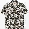 Men * | Limited Edition Black White Gold Floral Hawaiian Shirt