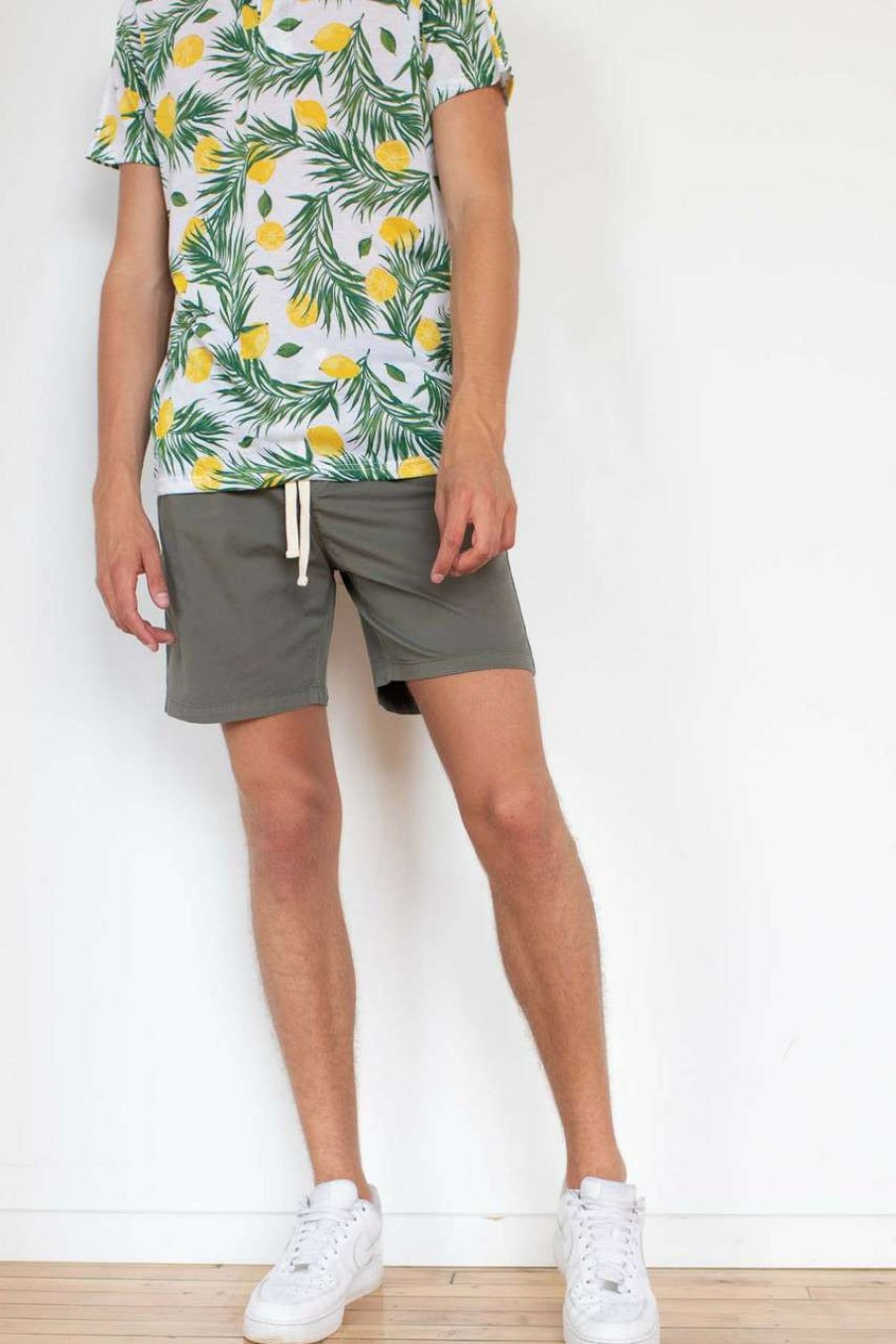 Men * | Clearance Olive Cotton Twill Shorts