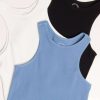 Women * | Prefential Price Wild Blue Seamless Crew Neck Crop Tank