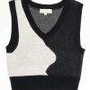 Women * | Online Store Black Waved Split Sweater Vest