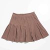 Women * | Online Store Cocoa Brown Stretch Pleated Skirt