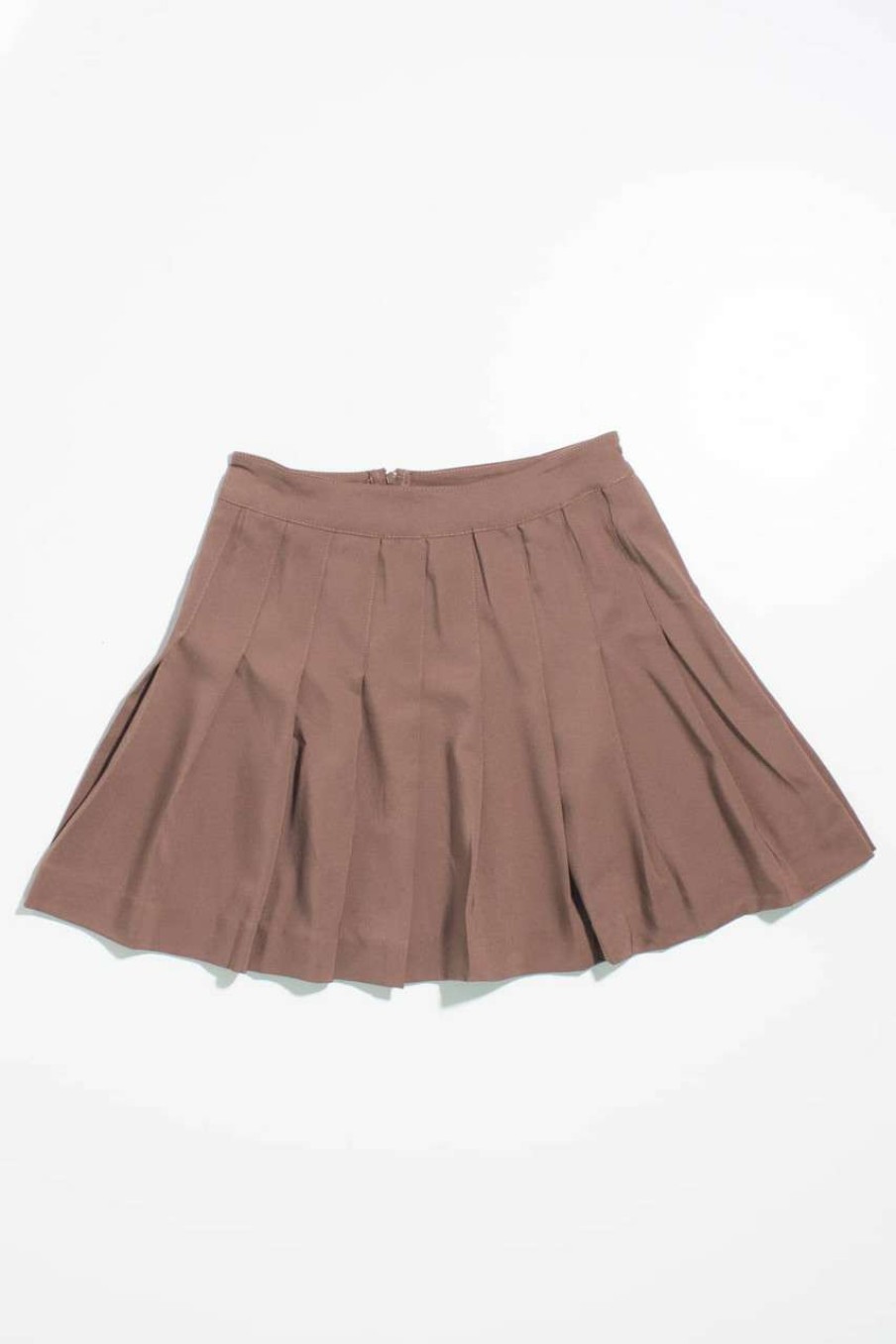 Women * | Online Store Cocoa Brown Stretch Pleated Skirt