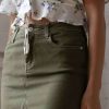 Women * | Special Offer Olive Garment Washed Denim Skirt