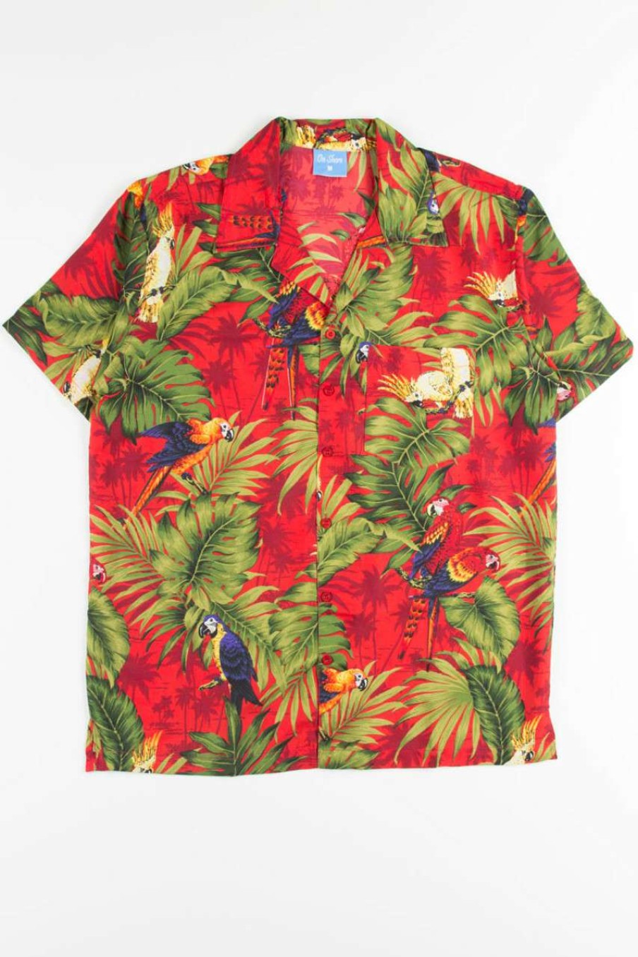 Men * | Special Price Red Tropical Macaws Hawaiian Shirt