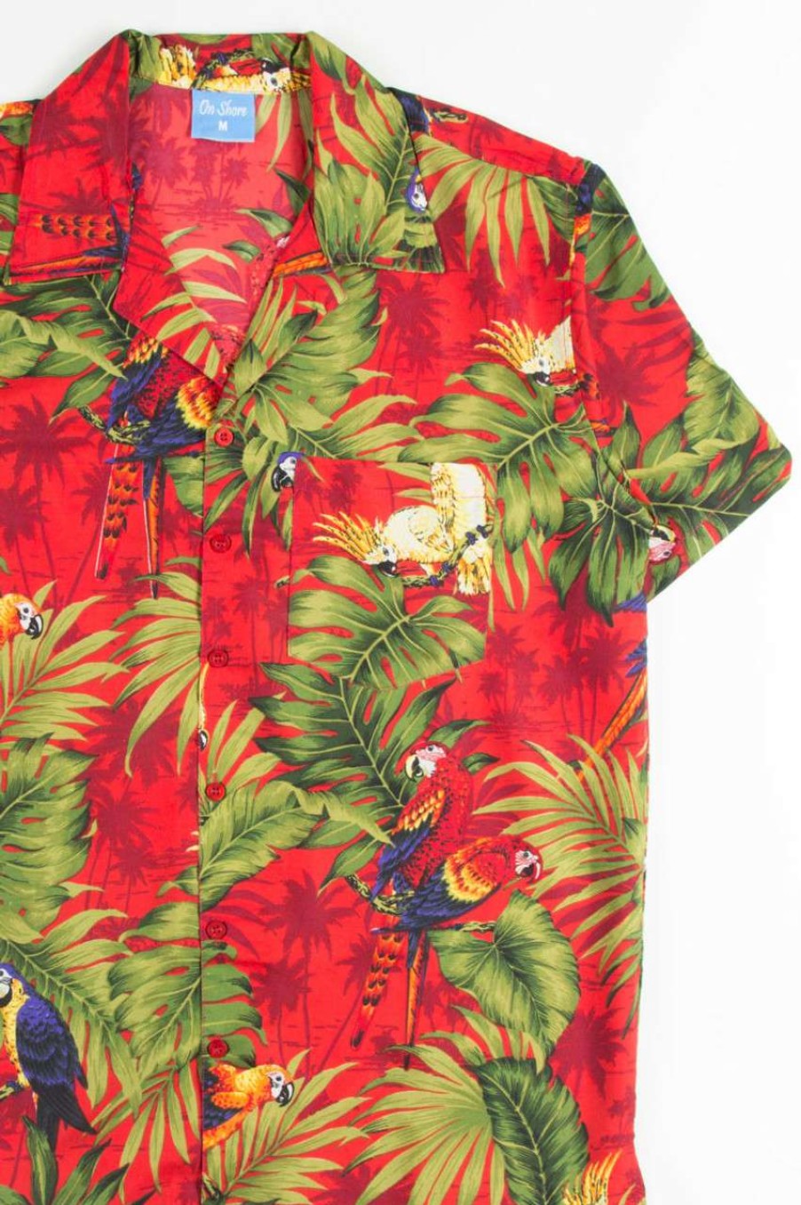 Men * | Special Price Red Tropical Macaws Hawaiian Shirt