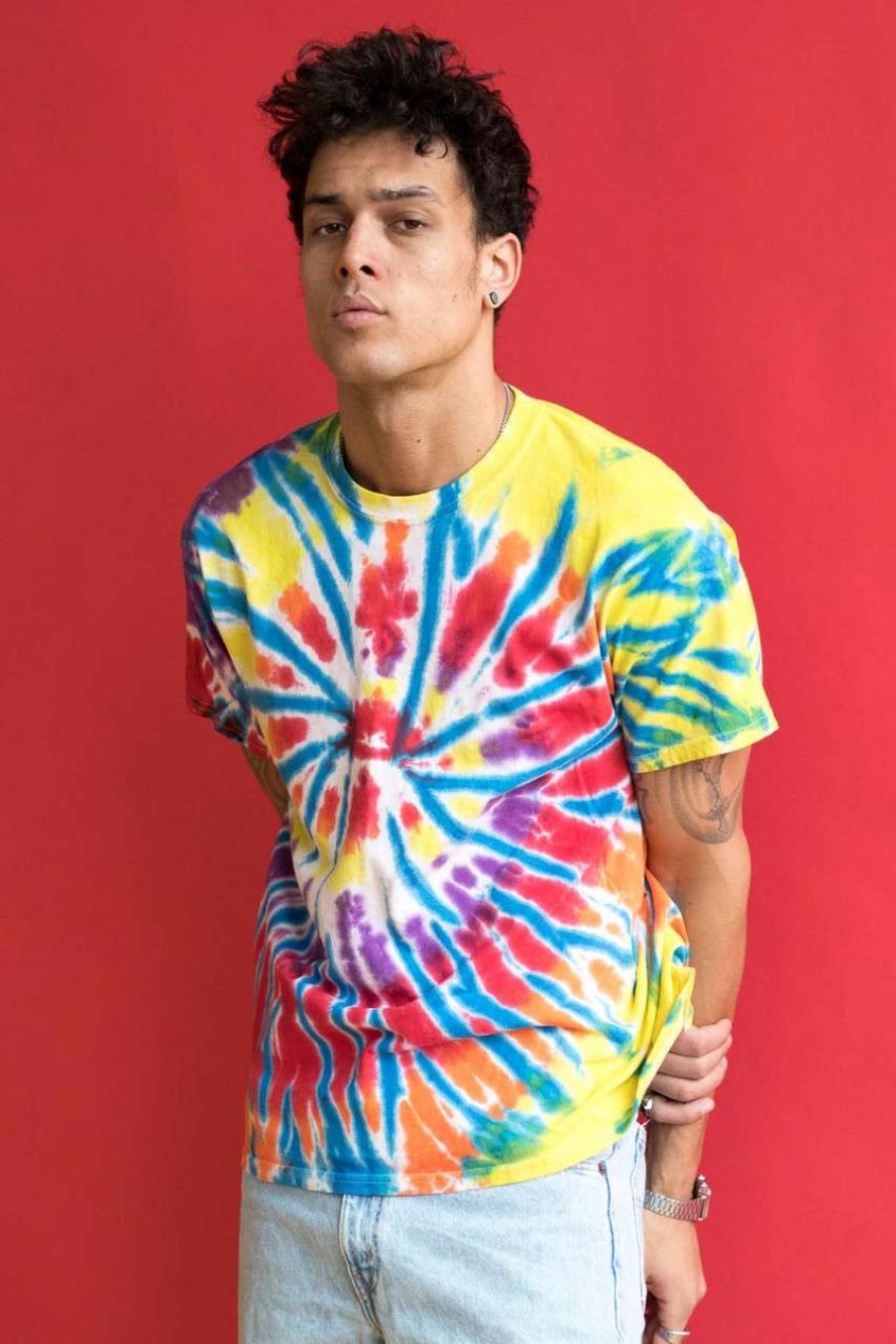 Men * | On Discount Multicolor Burst Tie Dye Shirt