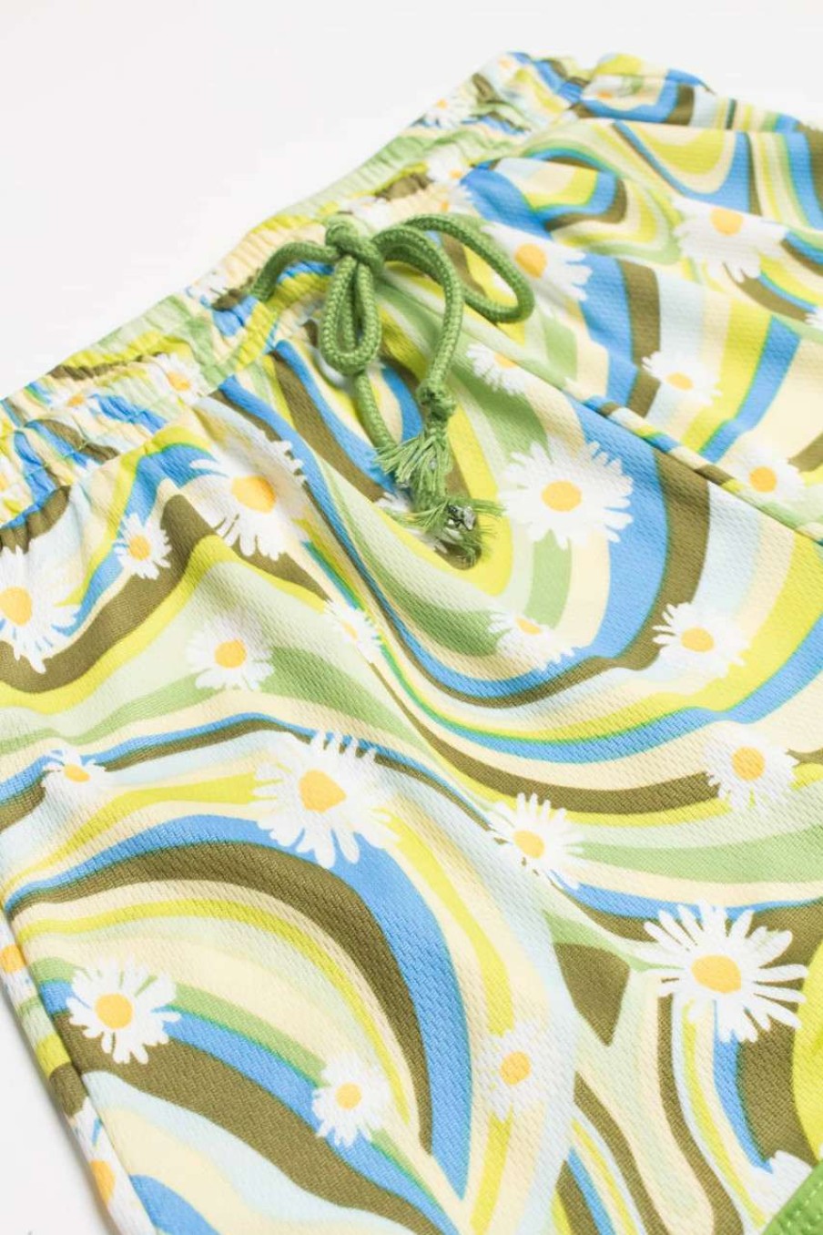 Women * | Clearance Sale Green Retro Daisy Wave Dolphin Shorts