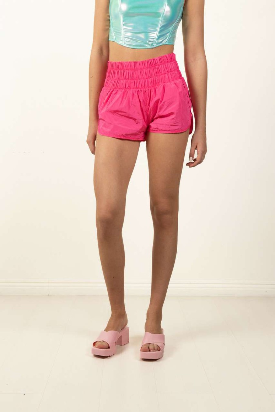 Women * | Prefential Price Fuchsia Lined Athletic Shorts