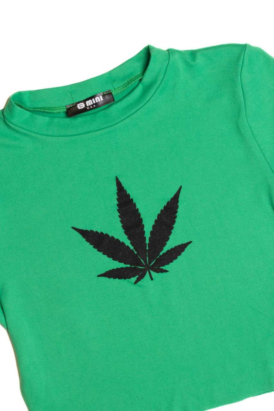 Women * | Half Off Pot Leaf Crop Tee