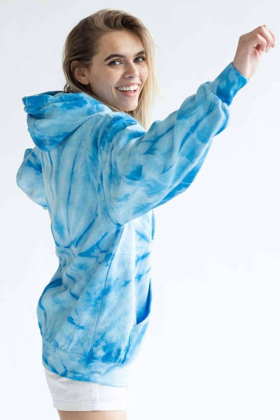 Men * | On Discount Baby Blue Tie Dye Hoodie 1