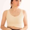 Women * | Super Specials Beige Seamless Ruffle Crop Tank