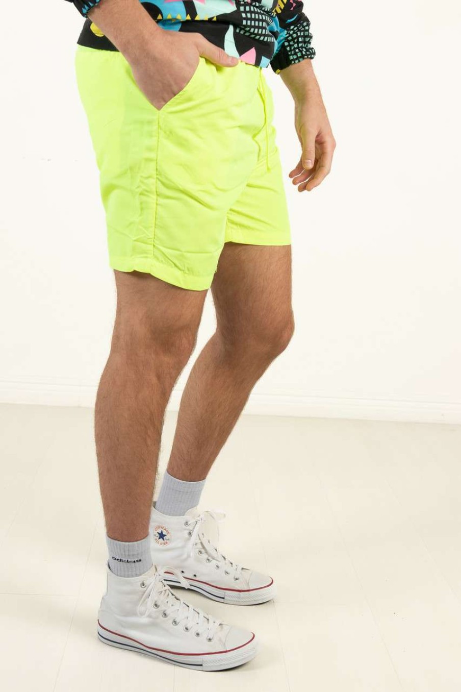 Men * | Online Store Neon Yellow Nylon Short