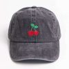 Accessories * | Prefential Price Cherry Embroidered Washed Dad Hat