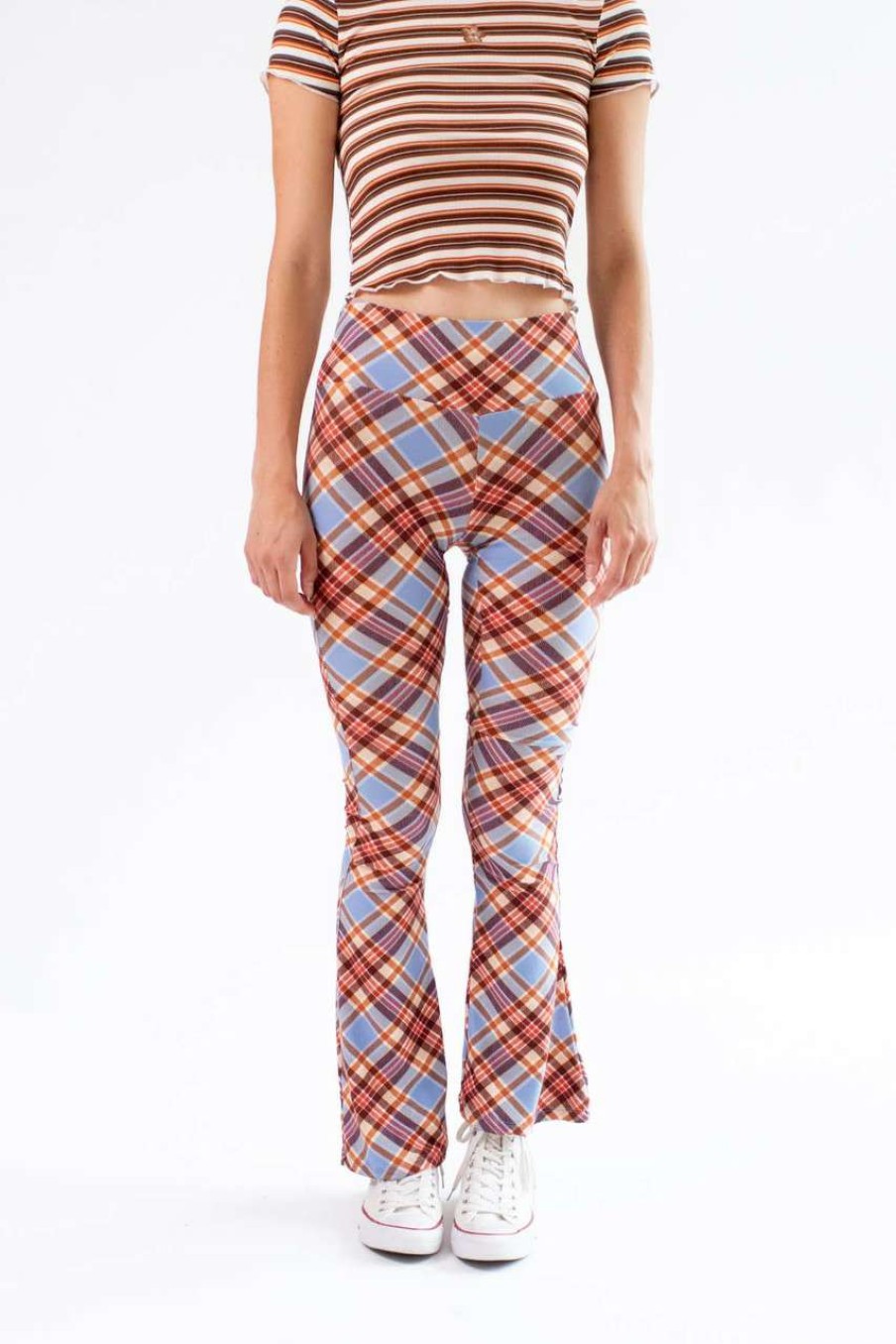 Women * | Limited Edition Maple Plaid Bell Bottoms