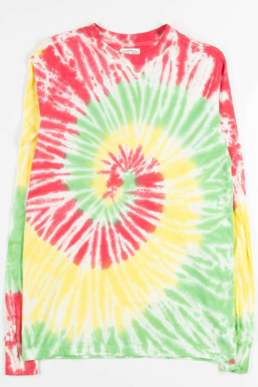 Men * | Special Offer Red & Green Tie Dye Long Sleeve Tee