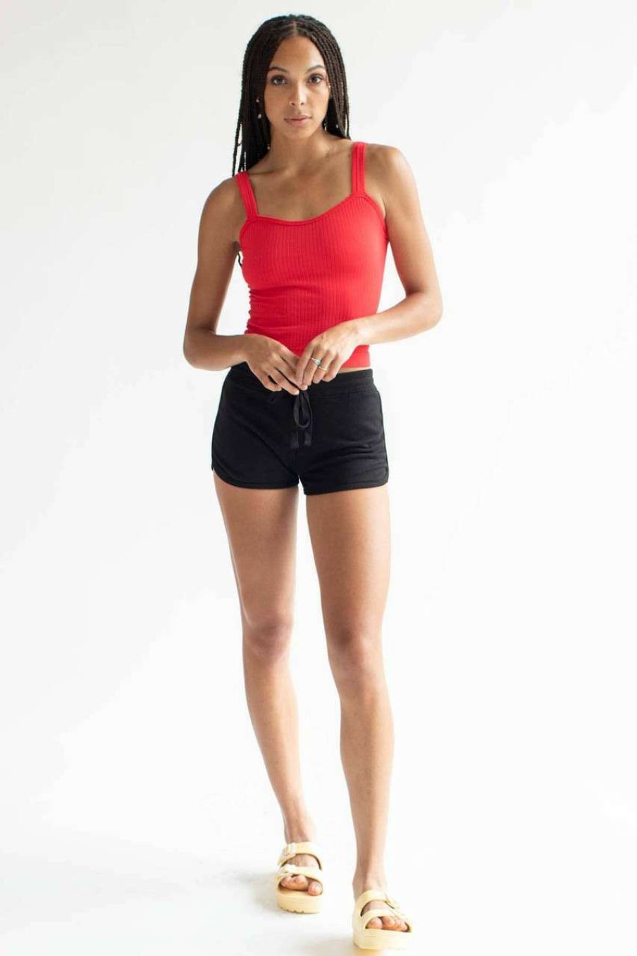 Women * | Bargain Sale Red Seamless Ribbed Tank