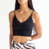 Women * | Bargain Sale Black Seamless Lace Trim Cami