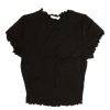 Women * | Prefential Price Black Center Seam Lettuce Trim Tee