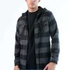 Men * | Online Store Charcoal Hooded Flannel Shirt