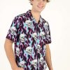 Men * | Clearance Sale Y2K Flaming Skull Button Up Shirt