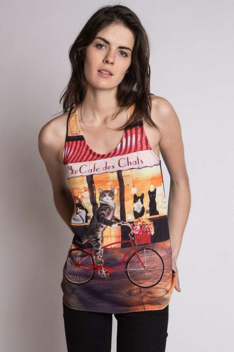 Women * | Online Store Cafe Cats Racerback Tank