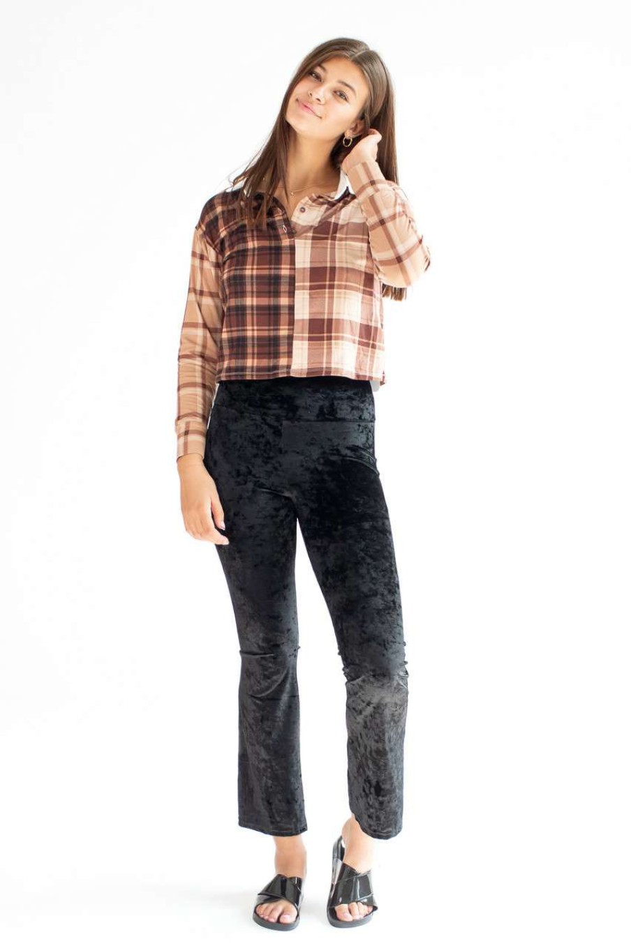 Women * | Special Price Crushed Velvet Flares