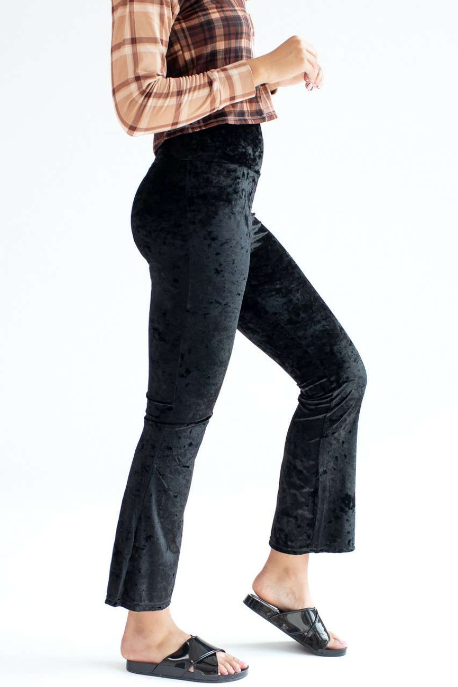 Women * | Special Price Crushed Velvet Flares