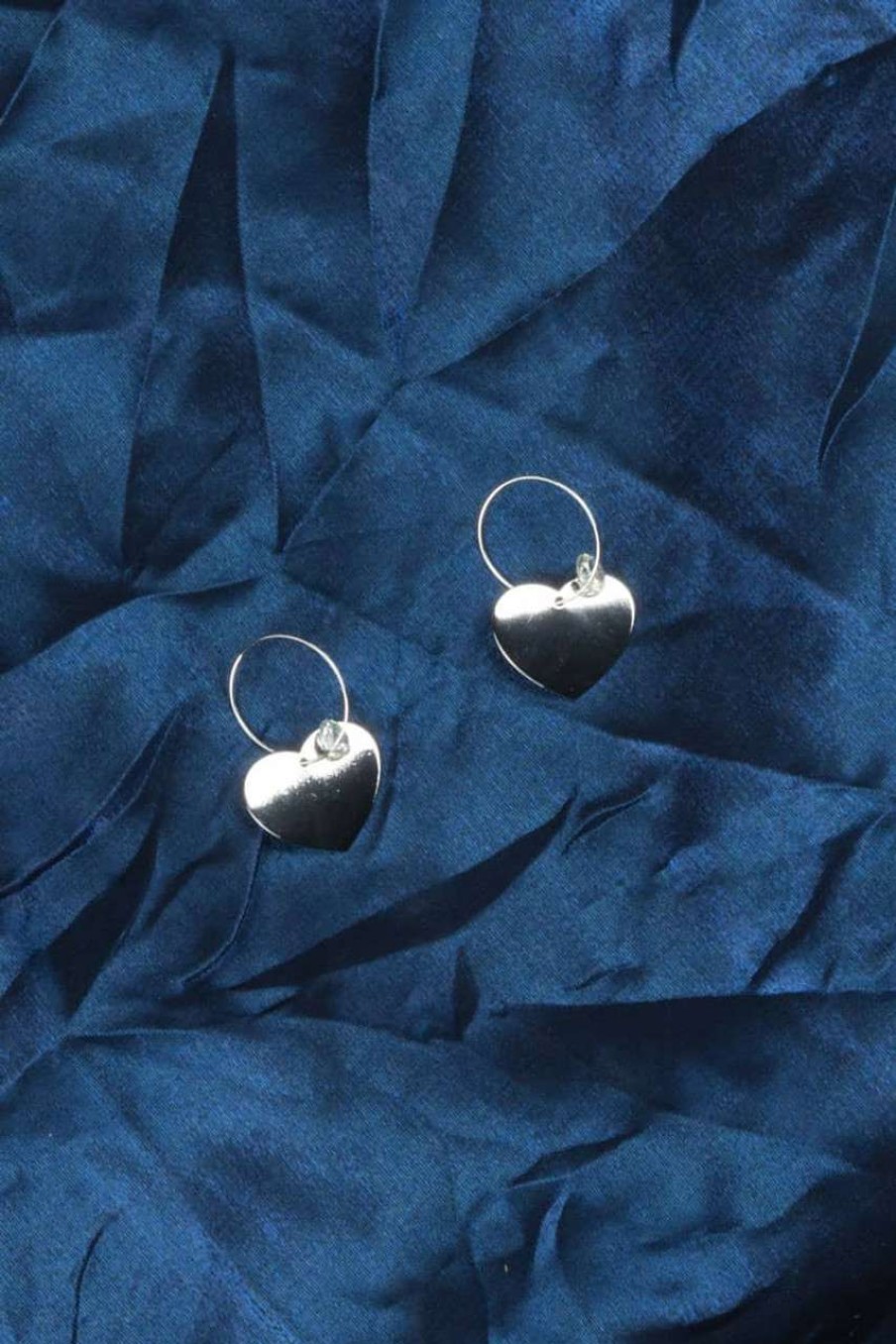 Accessories * | Cut-Price Silver Drop Heart Hoop Earrings