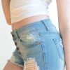 Women * | Special Offer Light Wash Distressed Button Front Shorts