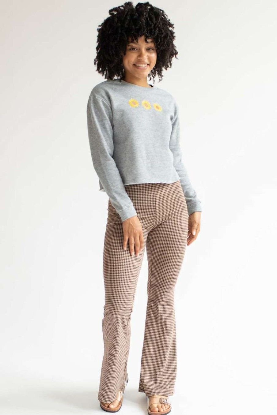 Women * | Bargain Sale Grey Sunflower Sweatshirt