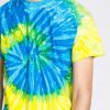 Men * | Clearance Sale Yellow & Blue Swirl Tie Dye Shirt