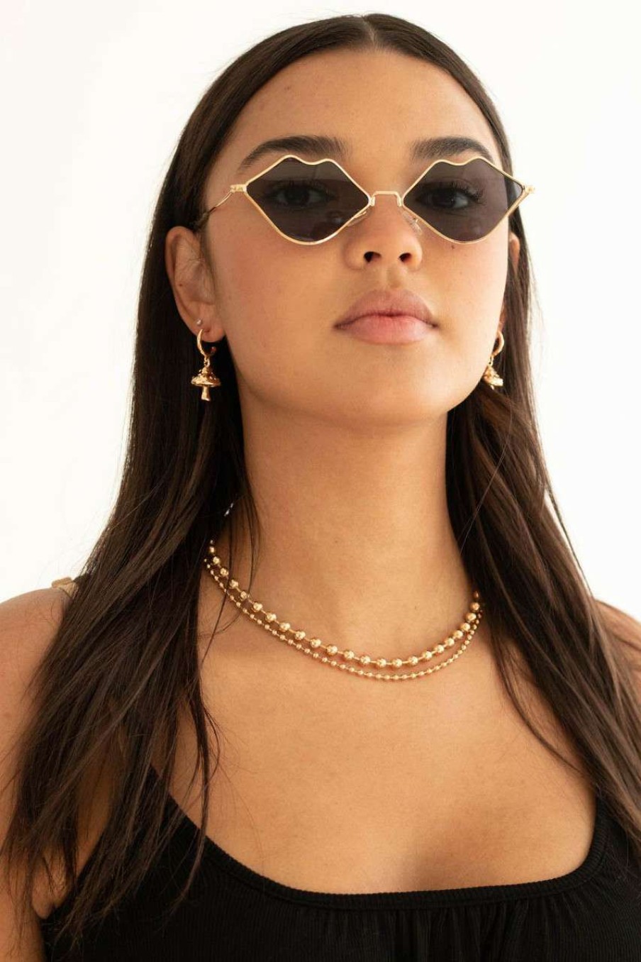 Accessories * | Half Off Gold Mushroom Drop Hoop Earrings