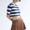 Women * | Clearance Sale Brown Pleather Pleated Skirt