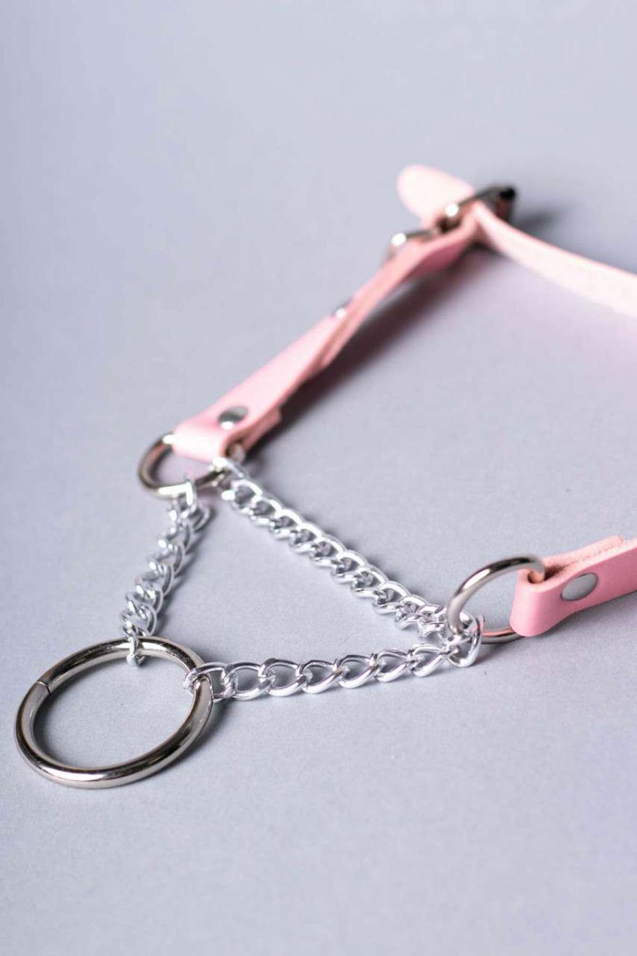 Accessories * | Limit Offer Pink Circle Chain Collar Choker