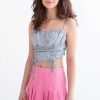 Women * | Online Store Pink Stretch Pleated Skirt