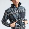 Men * | Clearance Geometric Striped Sherpa Lined Hoodie