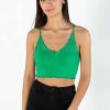 Women * | Limit Offer Seamless Green Lace Trim Cami