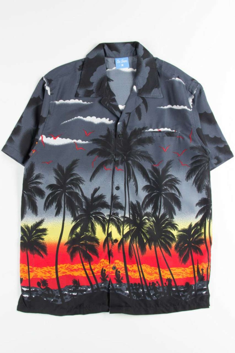 Men * | On Discount Black Sunset Dancers Hawaiian Shirt