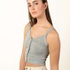 Women * | Special Offer Gray Button Down Tank Top