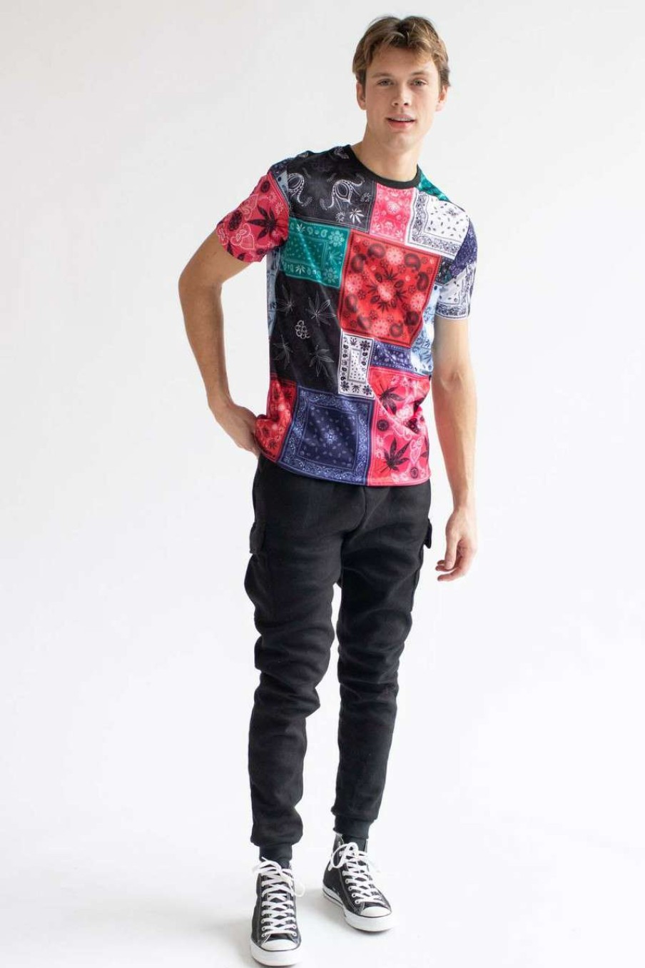 Men * | Half Off Mary Jane Bandana Patchwork T-Shirt