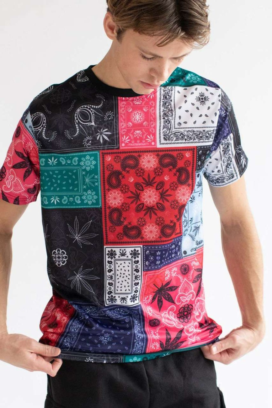 Men * | Half Off Mary Jane Bandana Patchwork T-Shirt