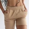 Women * | Online Store Tan Fleece Boyfriend Shorts