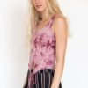 Women * | Special Offer Burgundy Tie Dye Tie Waist Tank